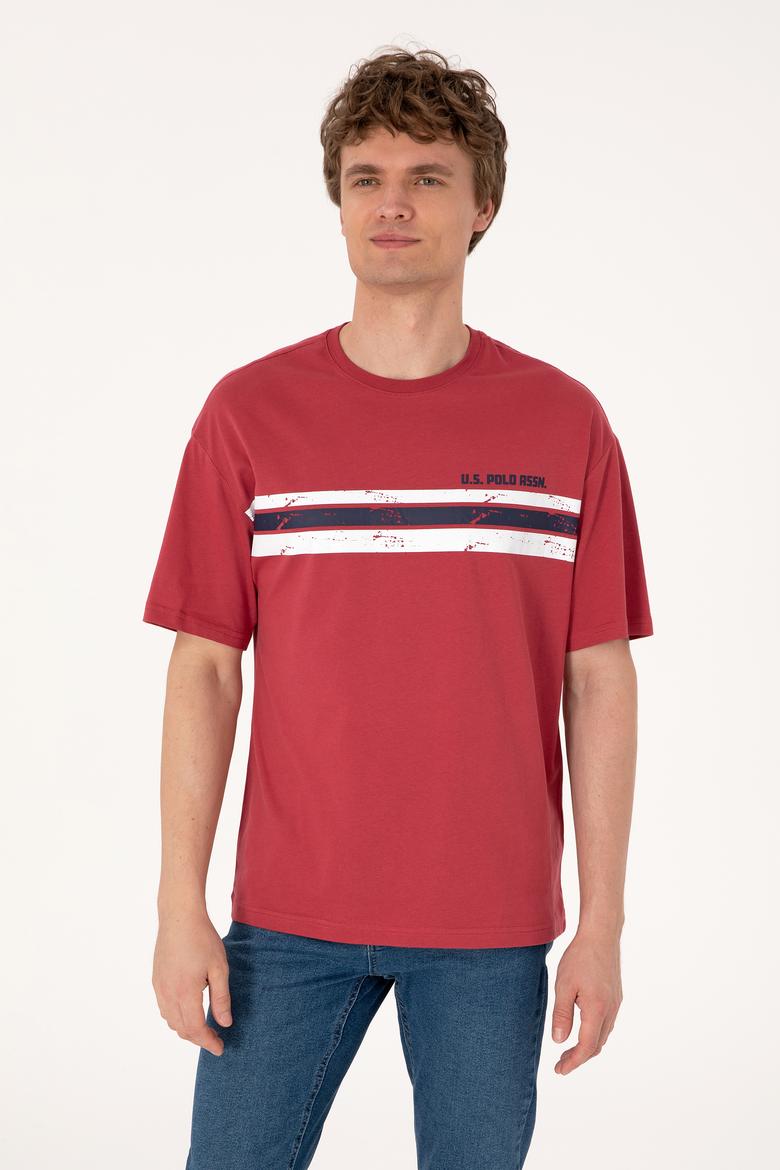 Erkek Comfort Fit Vişne Bisiklet Yaka Tişört - 50306912036