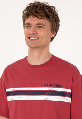 Erkek Comfort Fit Vişne Bisiklet Yaka Tişört - 50306912036