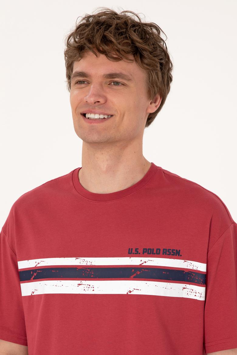 Erkek Comfort Fit Vişne Bisiklet Yaka Tişört - 50306912036