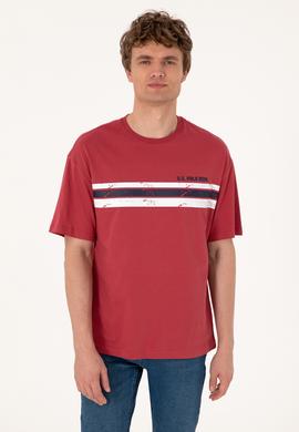 Erkek Comfort Fit Vişne Bisiklet Yaka Tişört - 50306912036