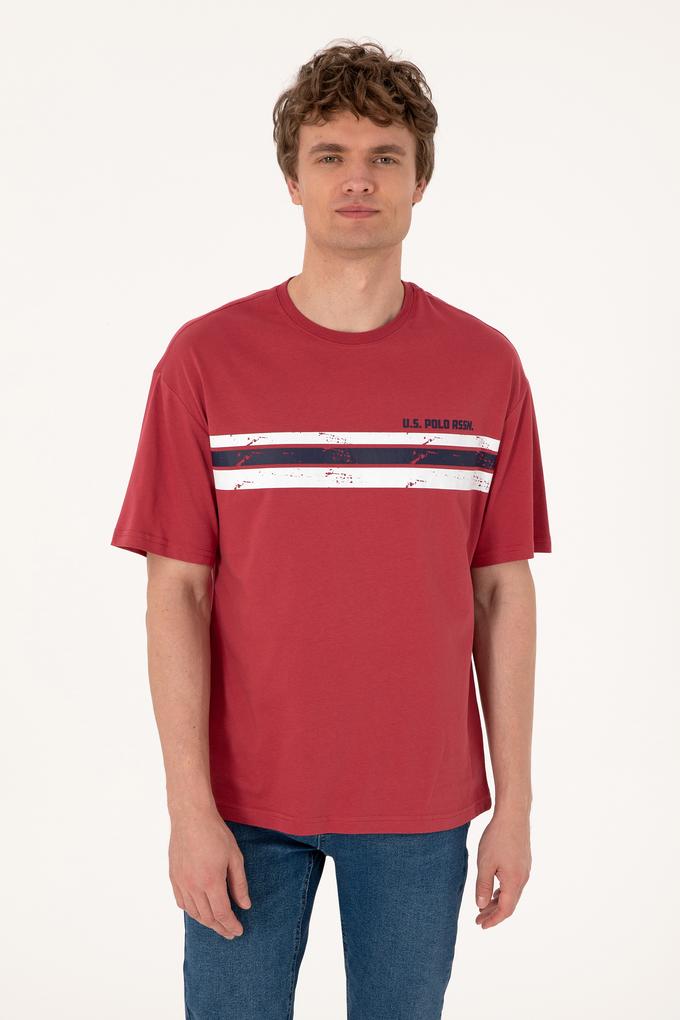 Erkek Comfort Fit Vişne Bisiklet Yaka Tişört