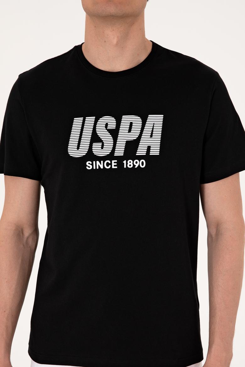 Erkek Regular Fit Siyah Bisiklet Yaka Tişört - 50306966061