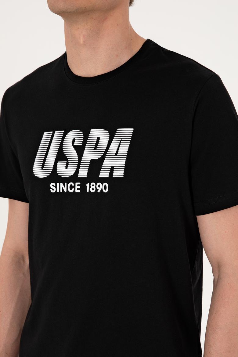 Erkek Regular Fit Siyah Bisiklet Yaka Tişört - 50306966061