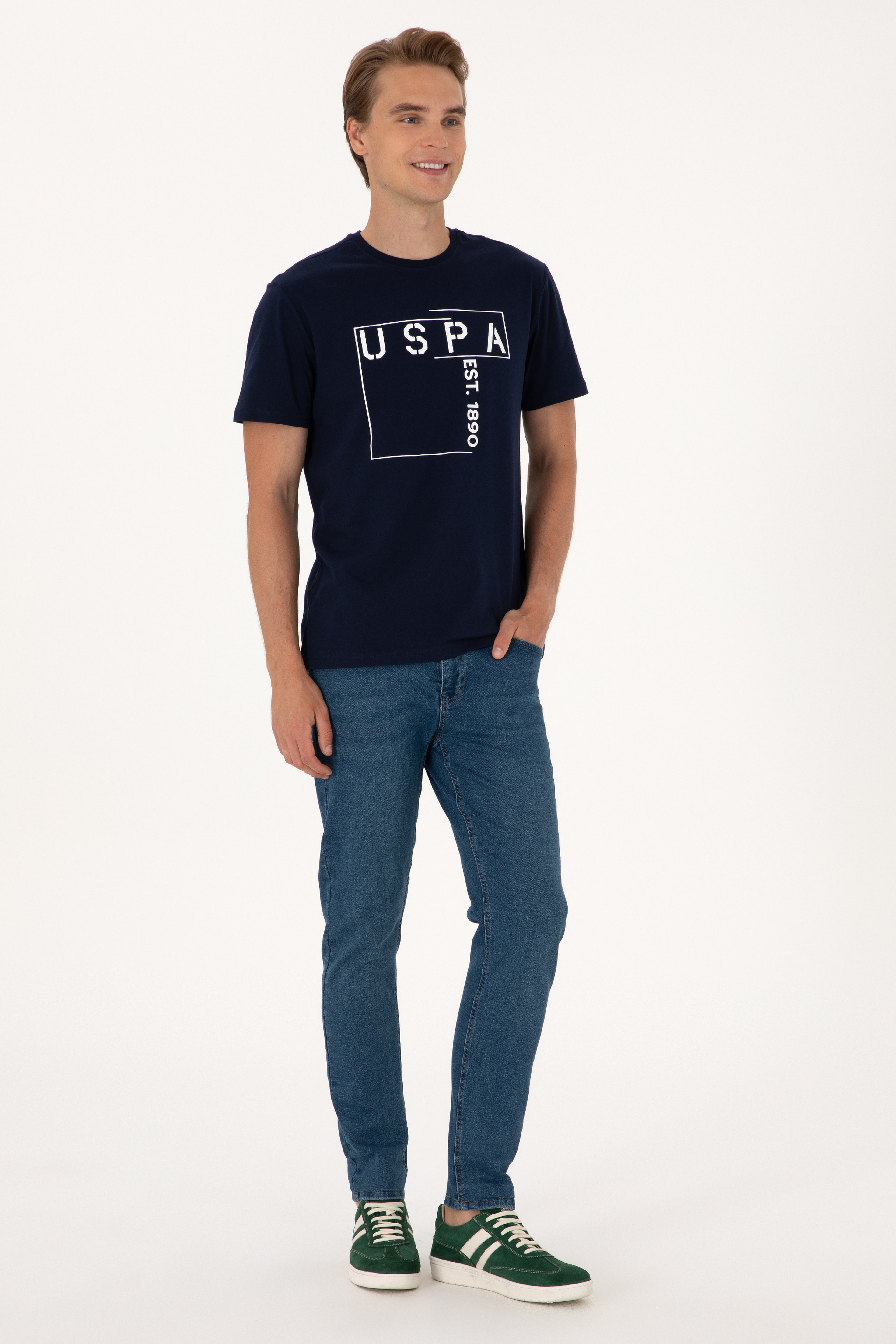 Erkek Regular Fit Lacivert Bisiklet Yaka Tişört - Image 4