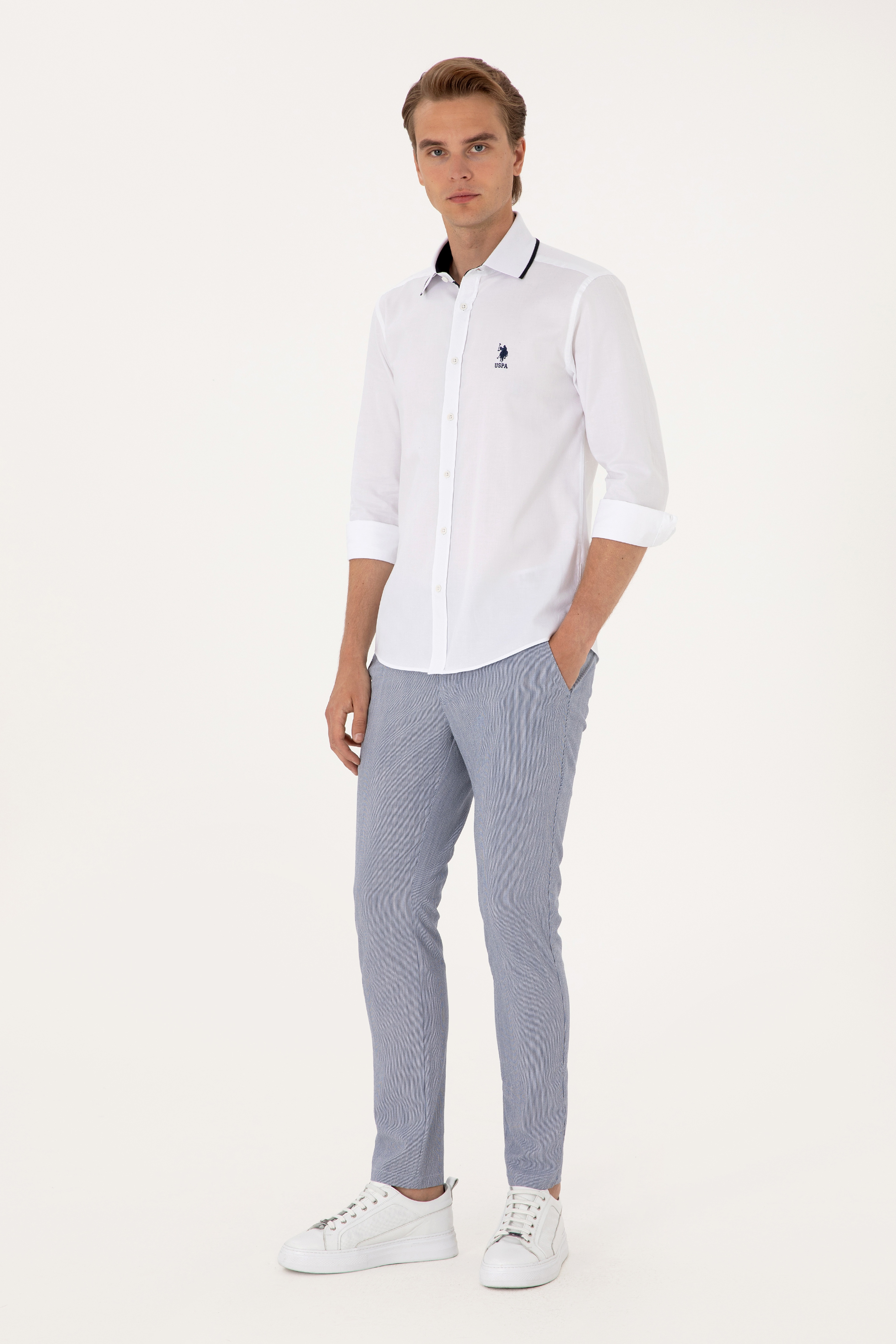 Erkek Slim Fit Lacivert Kanvas Pantolon - Image 1