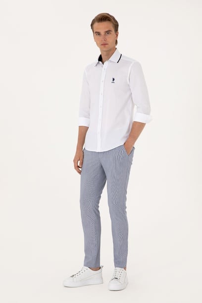 Erkek Slim Fit Lacivert Kanvas Pantolon