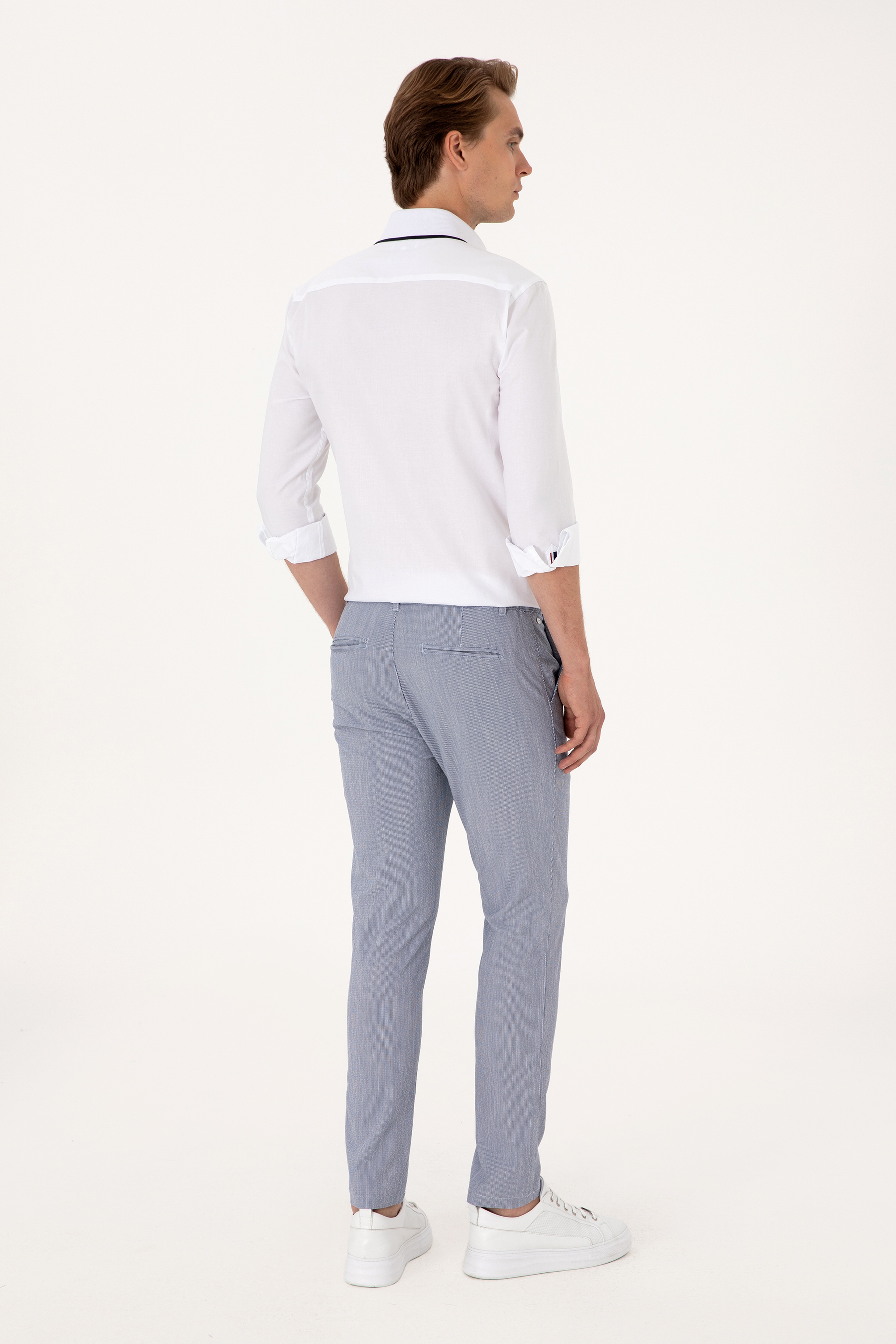 Erkek Slim Fit Lacivert Kanvas Pantolon