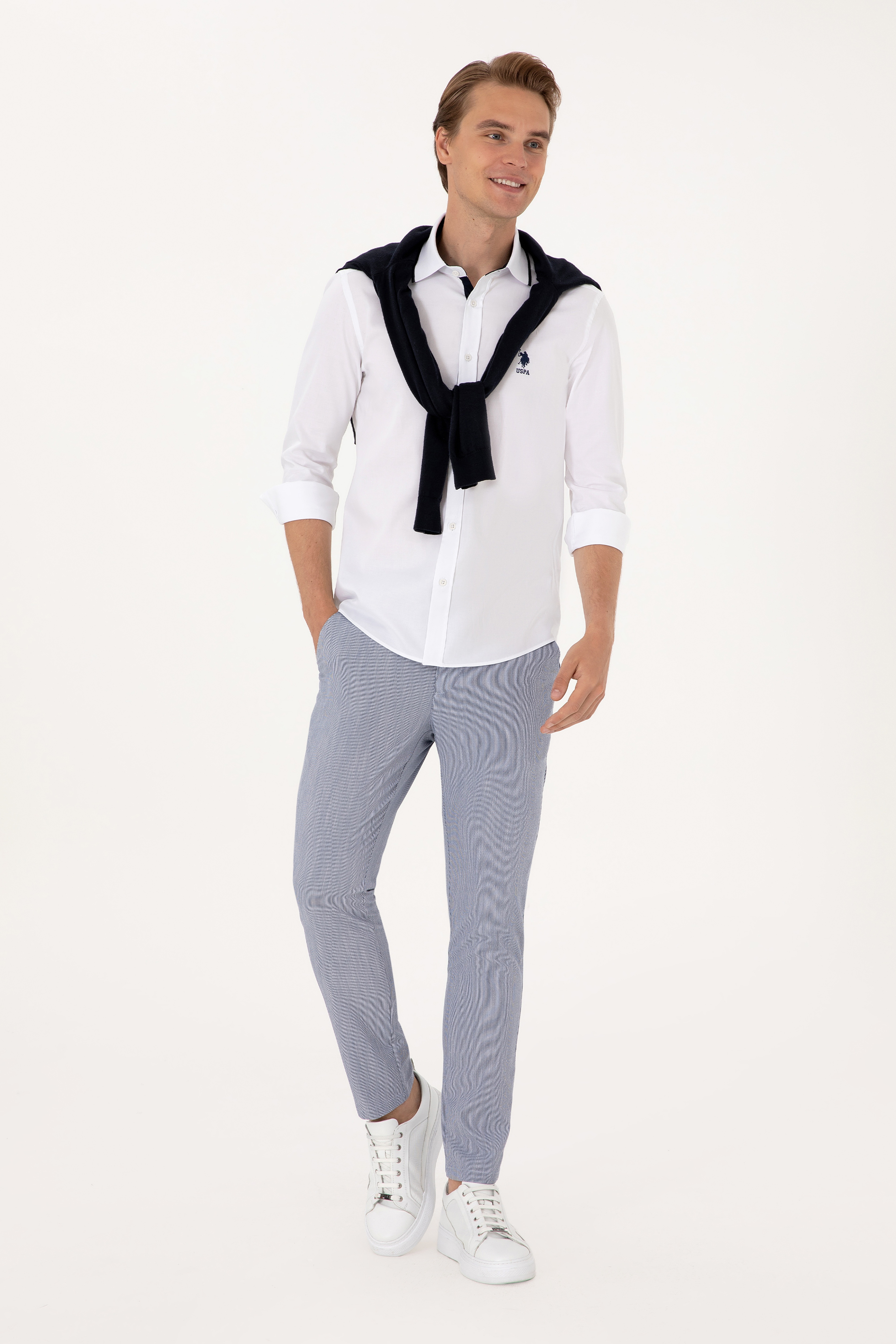 Erkek Slim Fit Lacivert Kanvas Pantolon - Image 3
