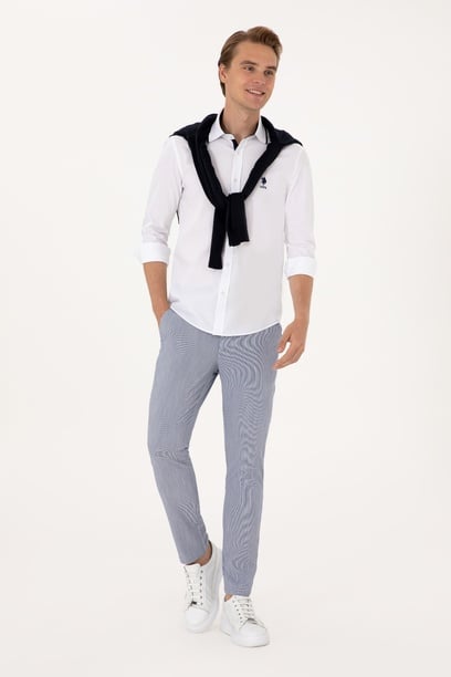 Erkek Slim Fit Lacivert Kanvas Pantolon