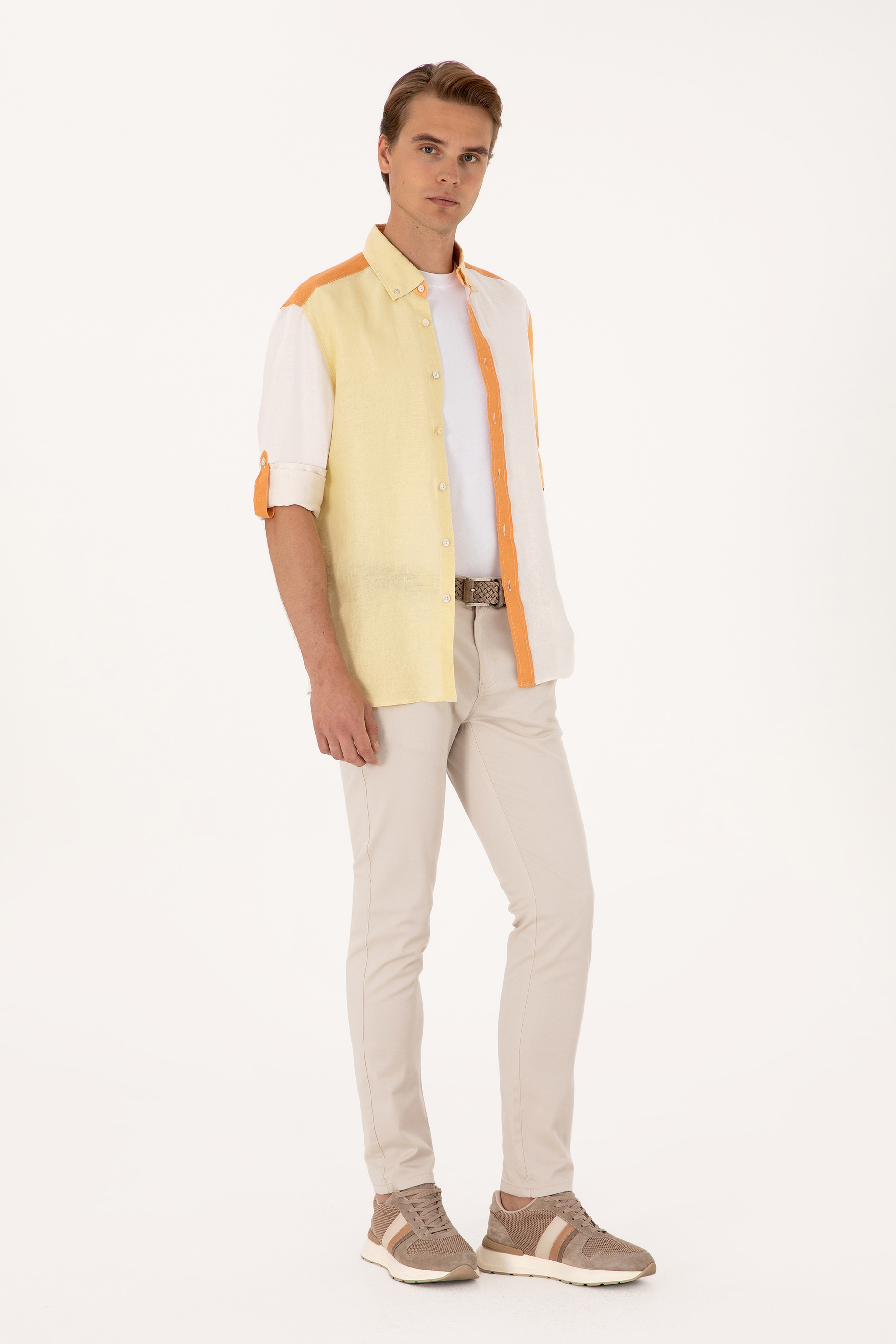 Erkek Slim Fit Bej Kanvas / Chino Pantolon - Image 3