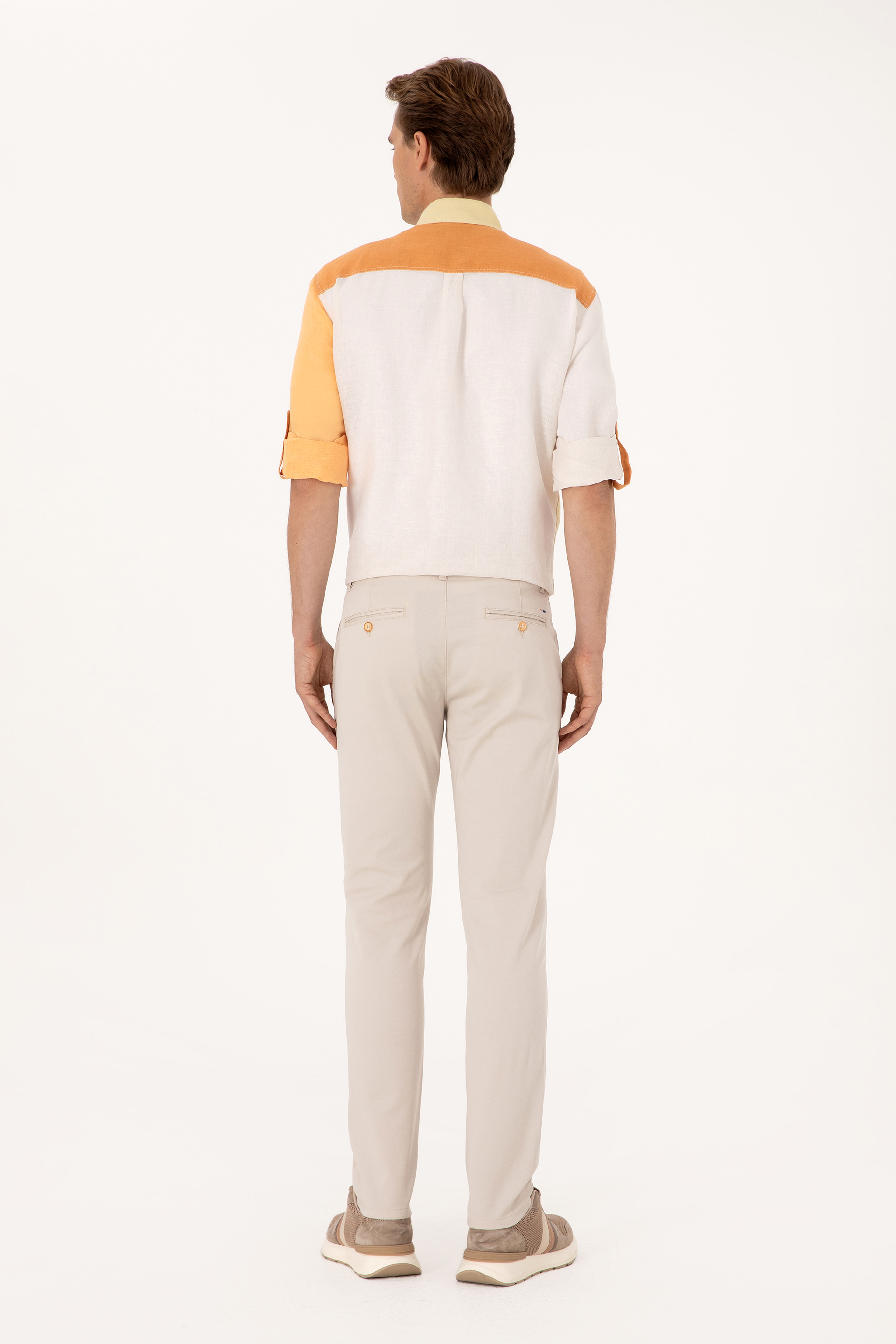 Erkek Slim Fit Bej Kanvas / Chino Pantolon