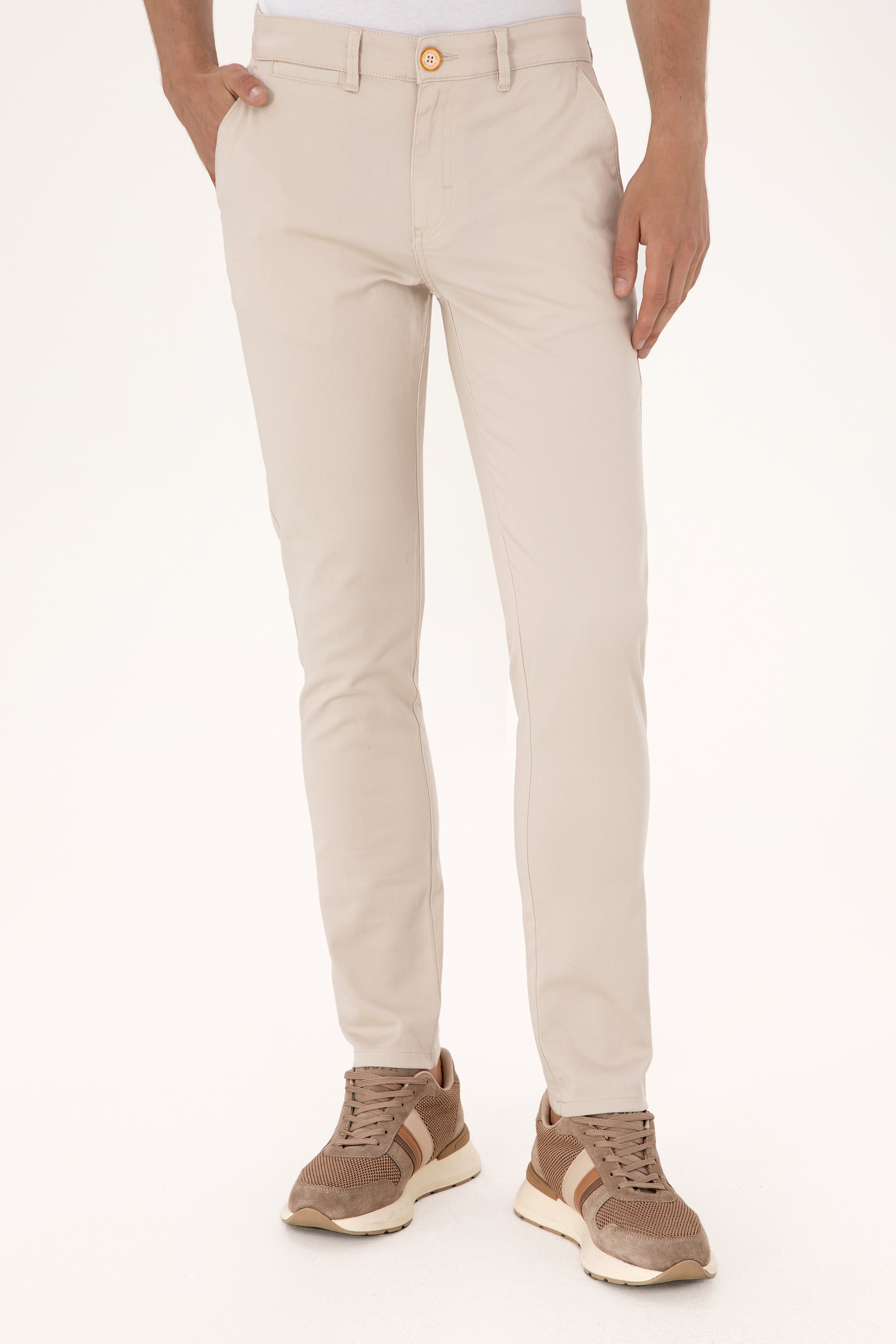 Erkek Slim Fit Bej Kanvas / Chino Pantolon - Image 2