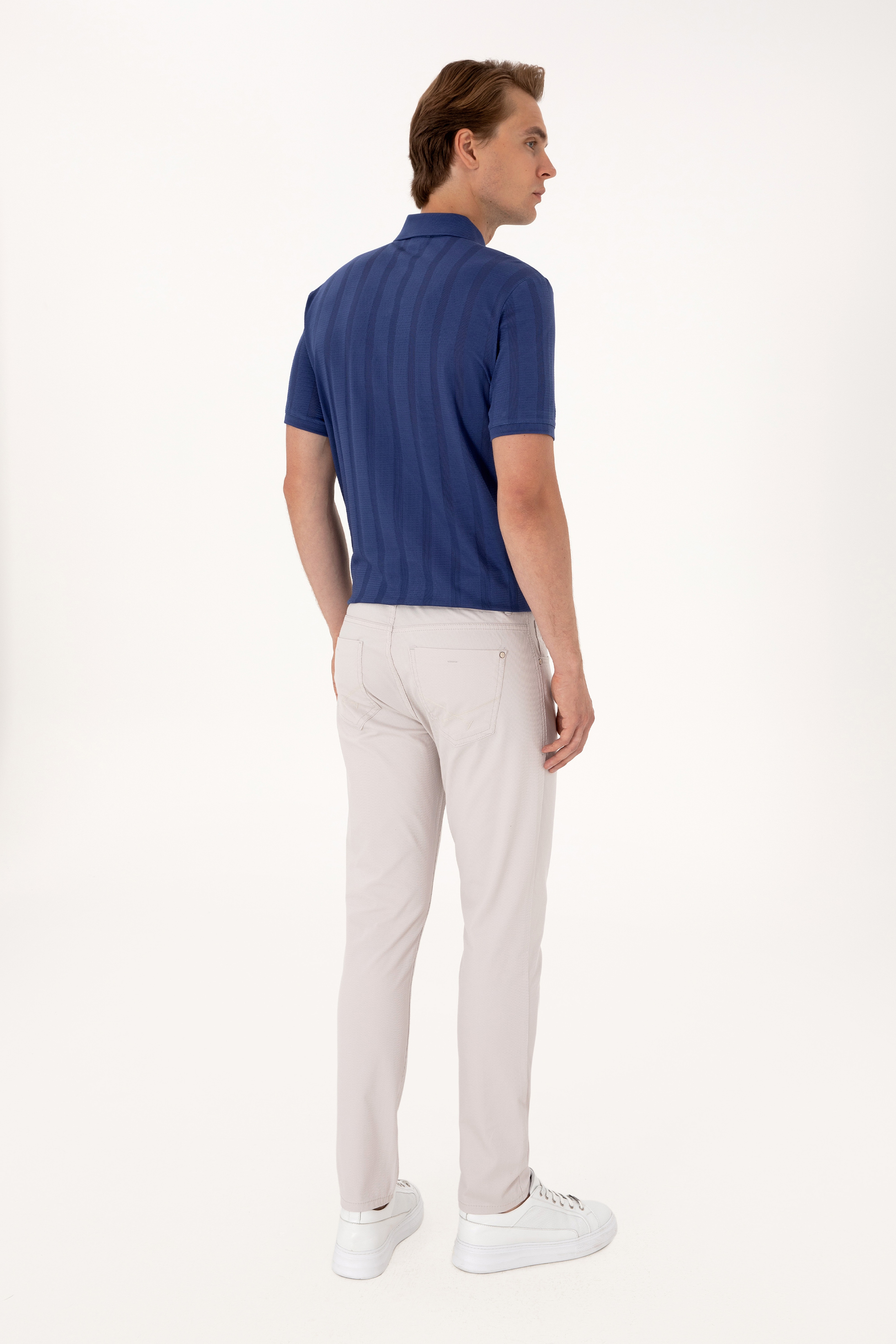 Erkek Slim Fit Açık Gri Kanvas / Chino Pantolon - Image 4