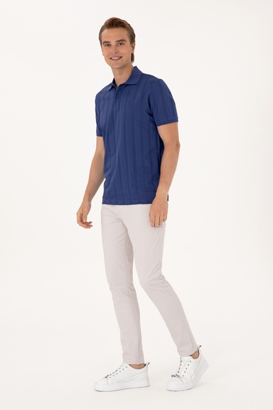 Erkek Slim Fit Açık Gri Kanvas / Chino Pantolon