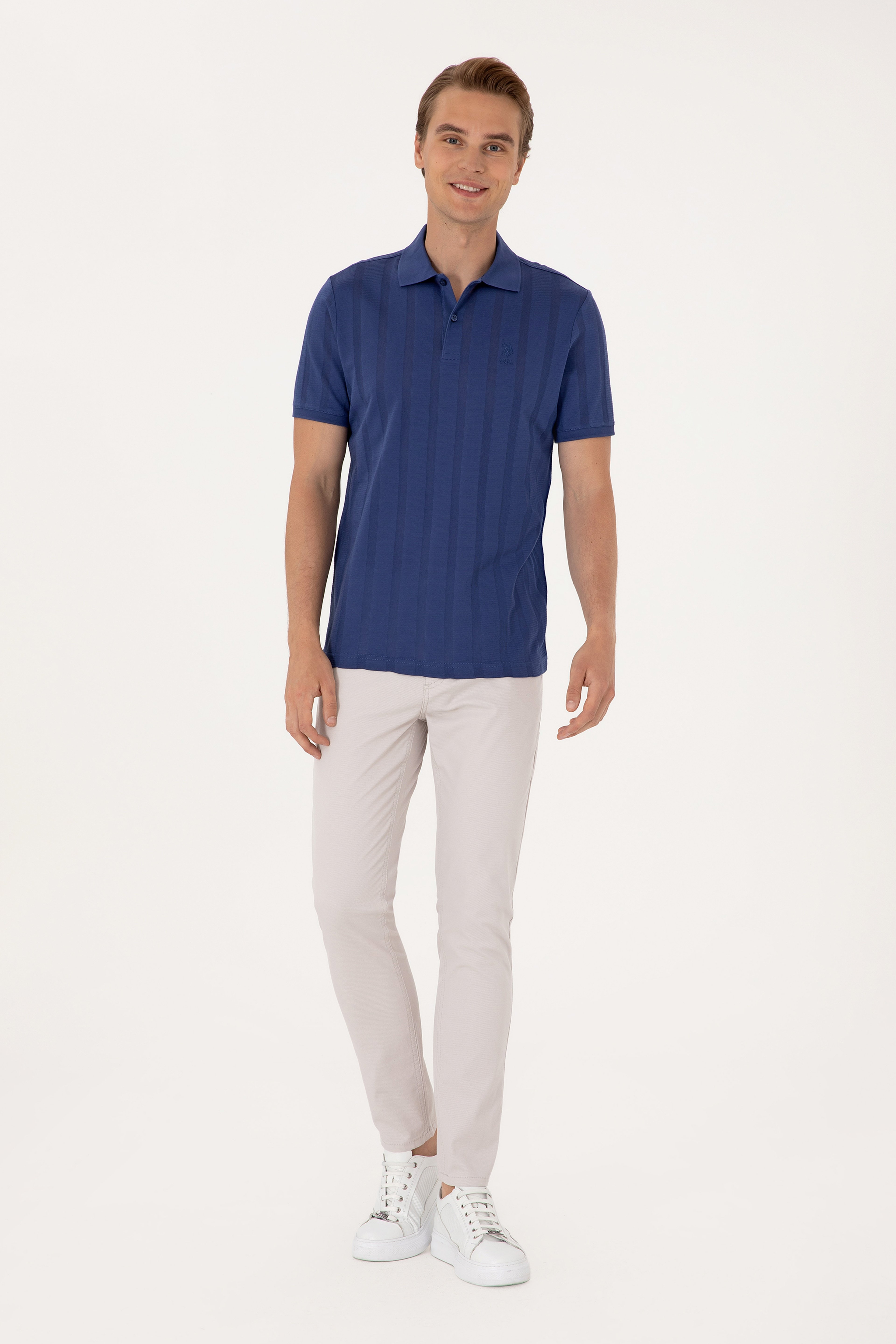 Erkek Slim Fit Açık Gri Kanvas / Chino Pantolon - Image 3