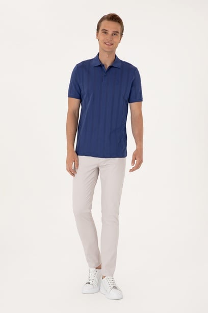 Erkek Slim Fit Açık Gri Kanvas / Chino Pantolon