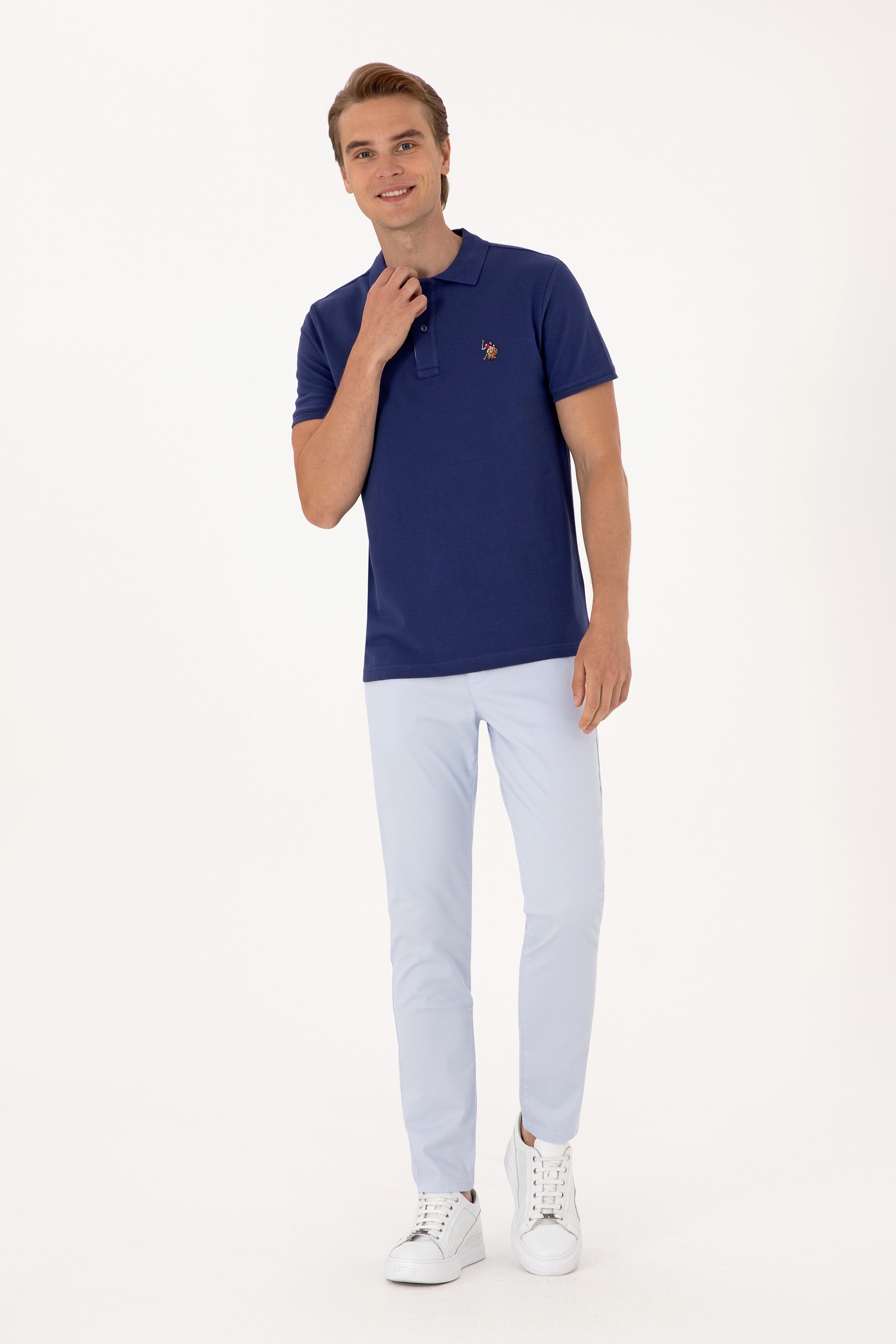 Erkek Slim Fit Açık Mavi Kanvas / Chino Pantolon