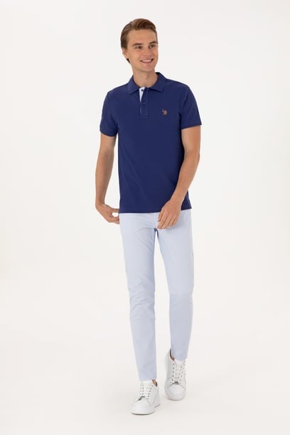 Erkek Slim Fit Açık Mavi Kanvas / Chino Pantolon