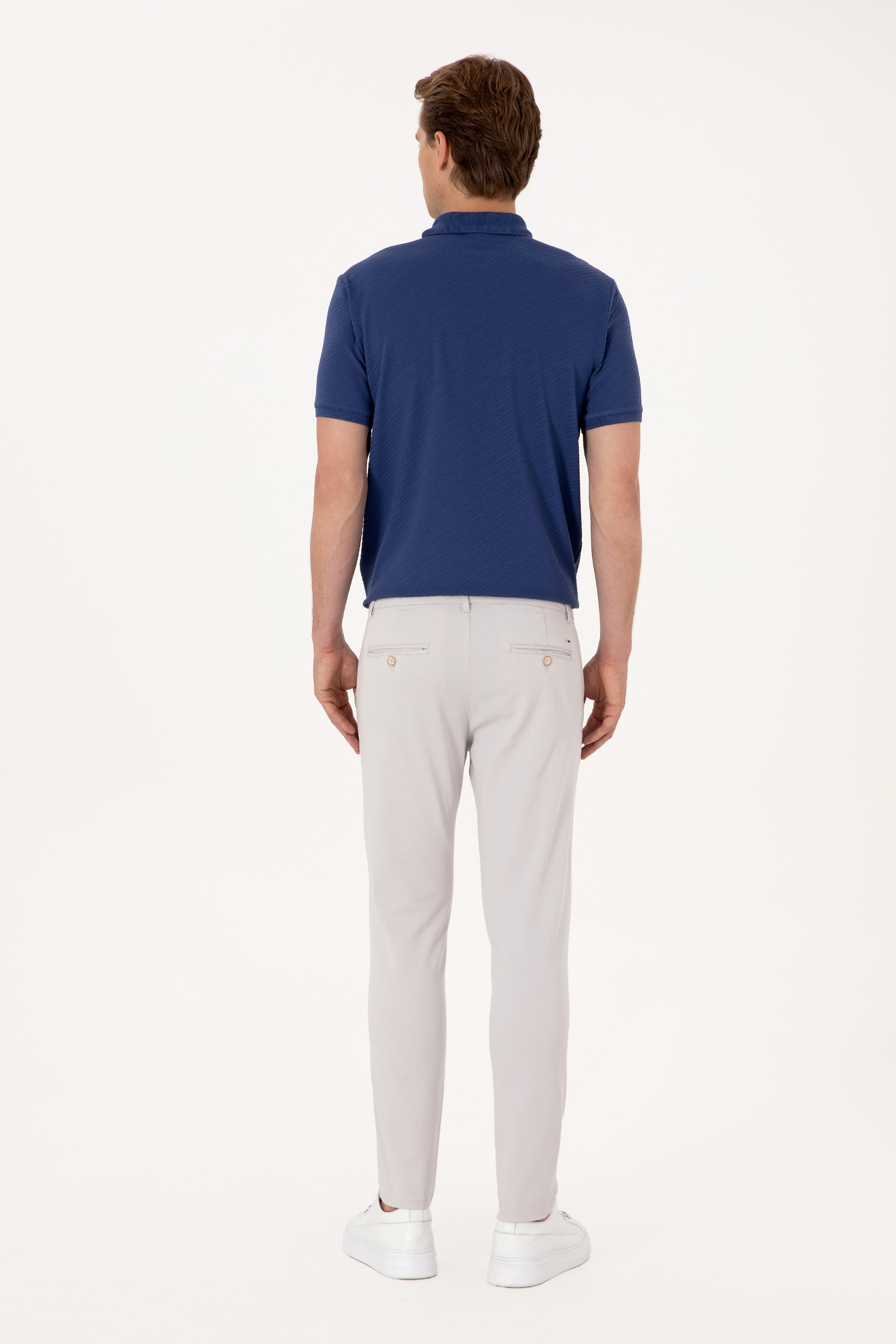 Erkek Slim Fit Açık Gri Kanvas / Chino Pantolon - Image 4