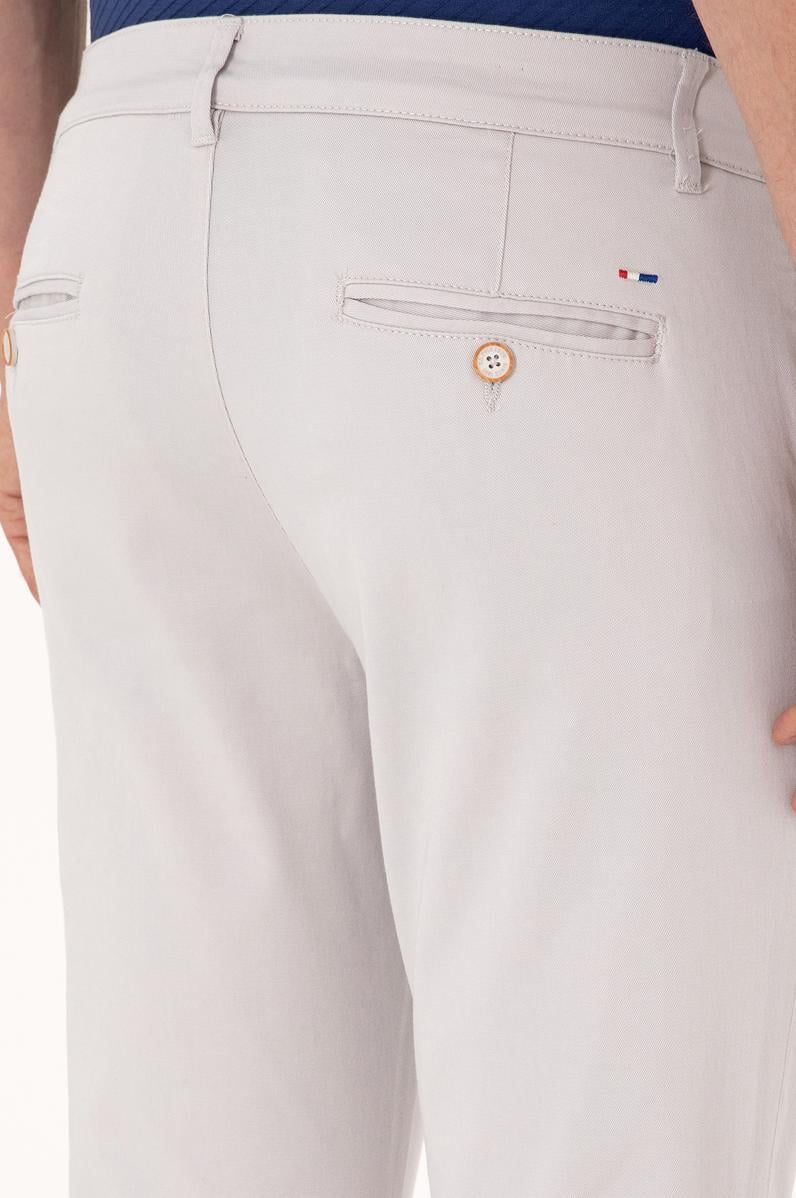 Erkek Slim Fit Açık Gri Kanvas / Chino Pantolon