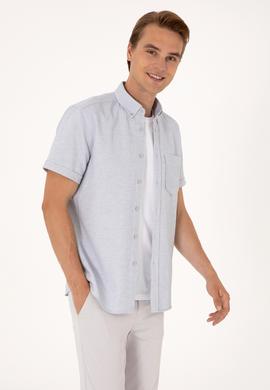 Erkek Açık Gri Kısa Kollu Gömlek - 50300222008