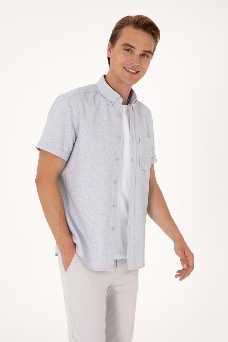 Erkek Açık Gri Kısa Kollu Gömlek - 50300222008