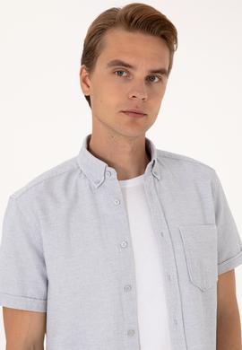Erkek Açık Gri Kısa Kollu Gömlek - 50300222008