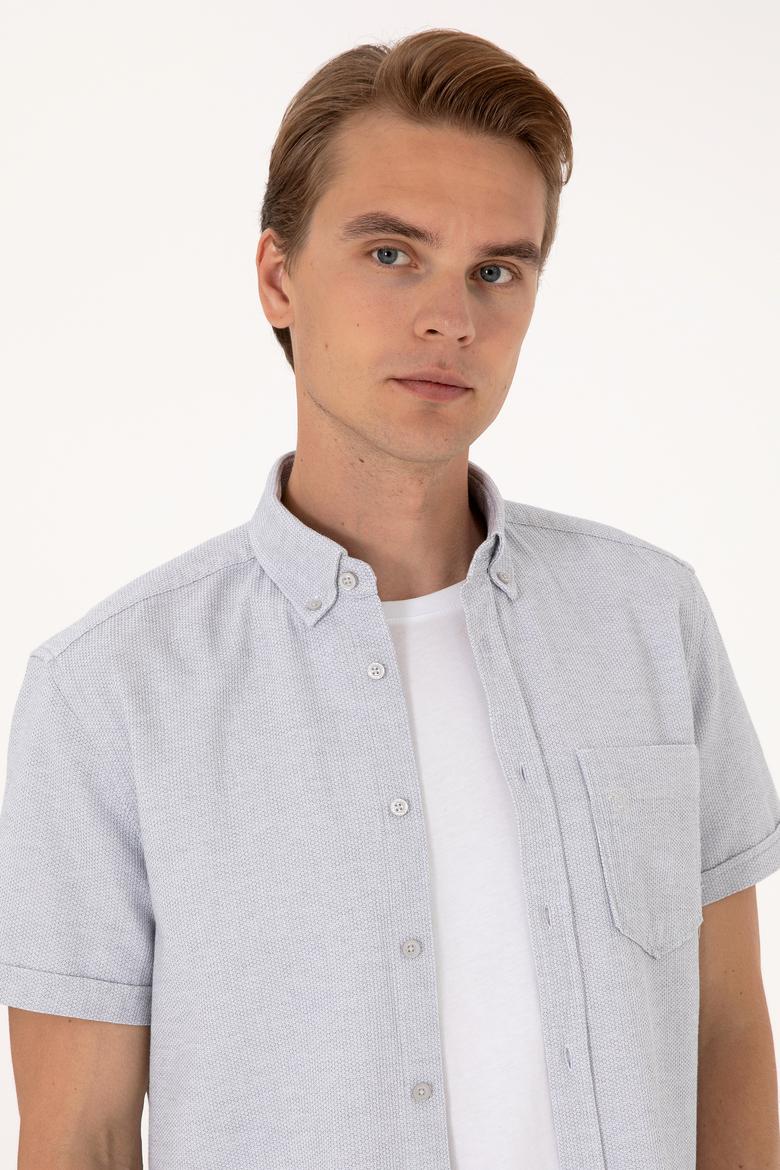 Erkek Açık Gri Kısa Kollu Gömlek - 50300222008