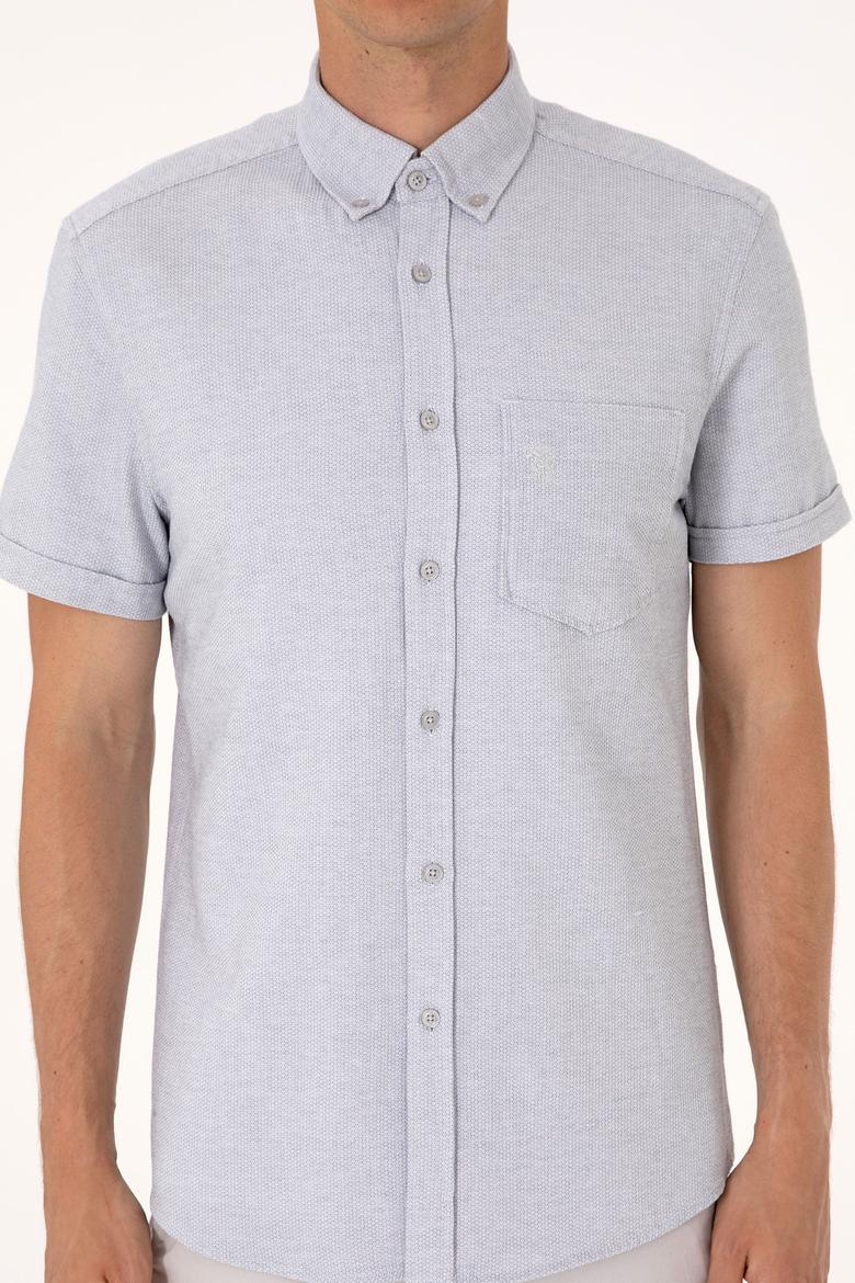 Erkek Açık Gri Kısa Kollu Gömlek - 50300222008