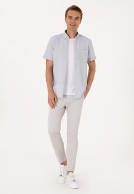 Erkek Açık Gri Kısa Kollu Gömlek - 50300222008