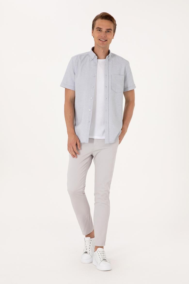 Erkek Açık Gri Kısa Kollu Gömlek - 50300222008