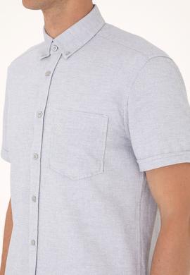 Erkek Açık Gri Kısa Kollu Gömlek - 50300222008