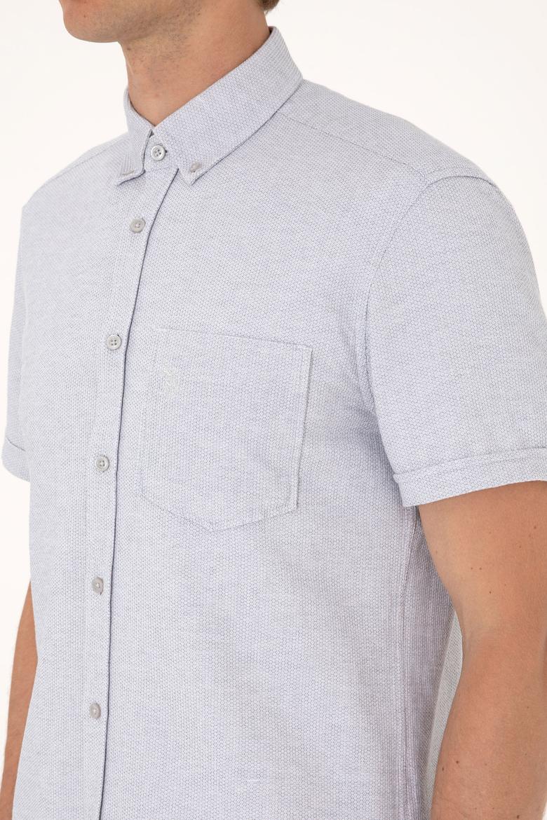 Erkek Açık Gri Kısa Kollu Gömlek - 50300222008