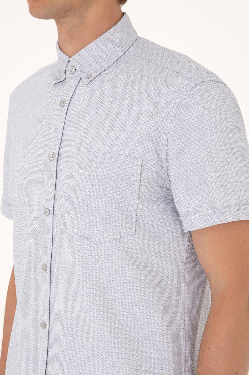 Erkek Açık Gri Kısa Kollu Gömlek
