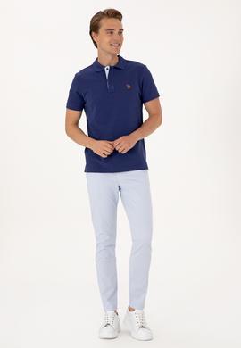 Erkek Slim Fit Polo Yaka Açık Lacivert Basic Tişört - 50310669066