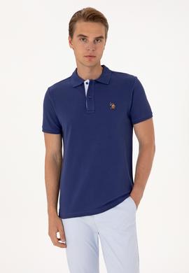 Erkek Slim Fit Polo Yaka Açık Lacivert Basic Tişört - 50310669066