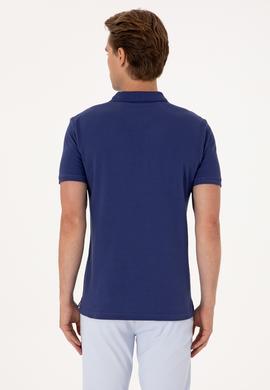 Erkek Slim Fit Polo Yaka Açık Lacivert Basic Tişört - 50310669066