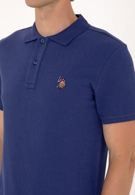 Erkek Slim Fit Polo Yaka Açık Lacivert Basic Tişört - 50310669066