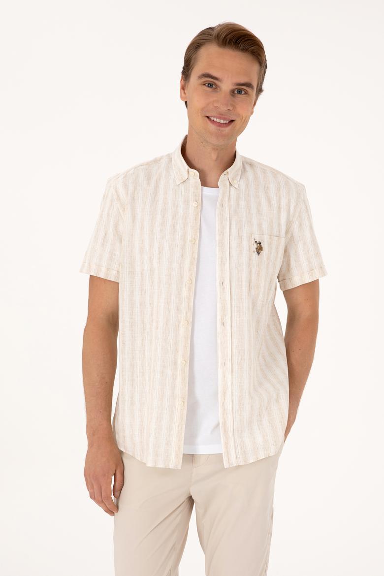 Erkek Camel Kısa Kollu Gömlek