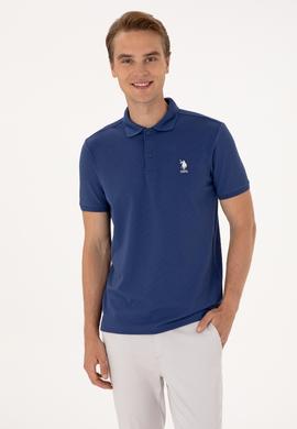 Erkek Regular Fit Açık Lacivert Polo Yaka Dokulu Tişört - 50300127013
