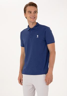 Erkek Regular Fit Açık Lacivert Polo Yaka Dokulu Tişört - 50300127013