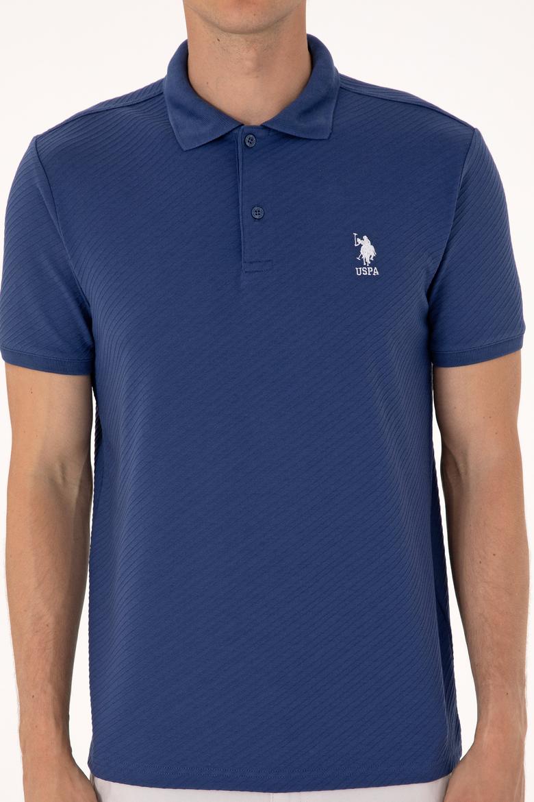 Erkek Regular Fit Açık Lacivert Polo Yaka Dokulu Tişört - 50300127013