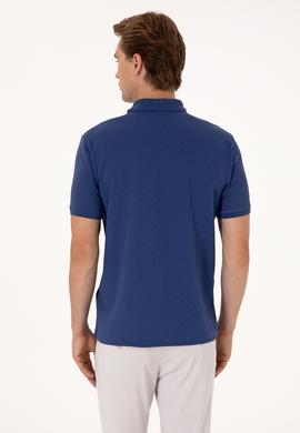 Erkek Regular Fit Açık Lacivert Polo Yaka Dokulu Tişört - 50300127013