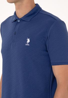 Erkek Regular Fit Açık Lacivert Polo Yaka Dokulu Tişört - 50300127013