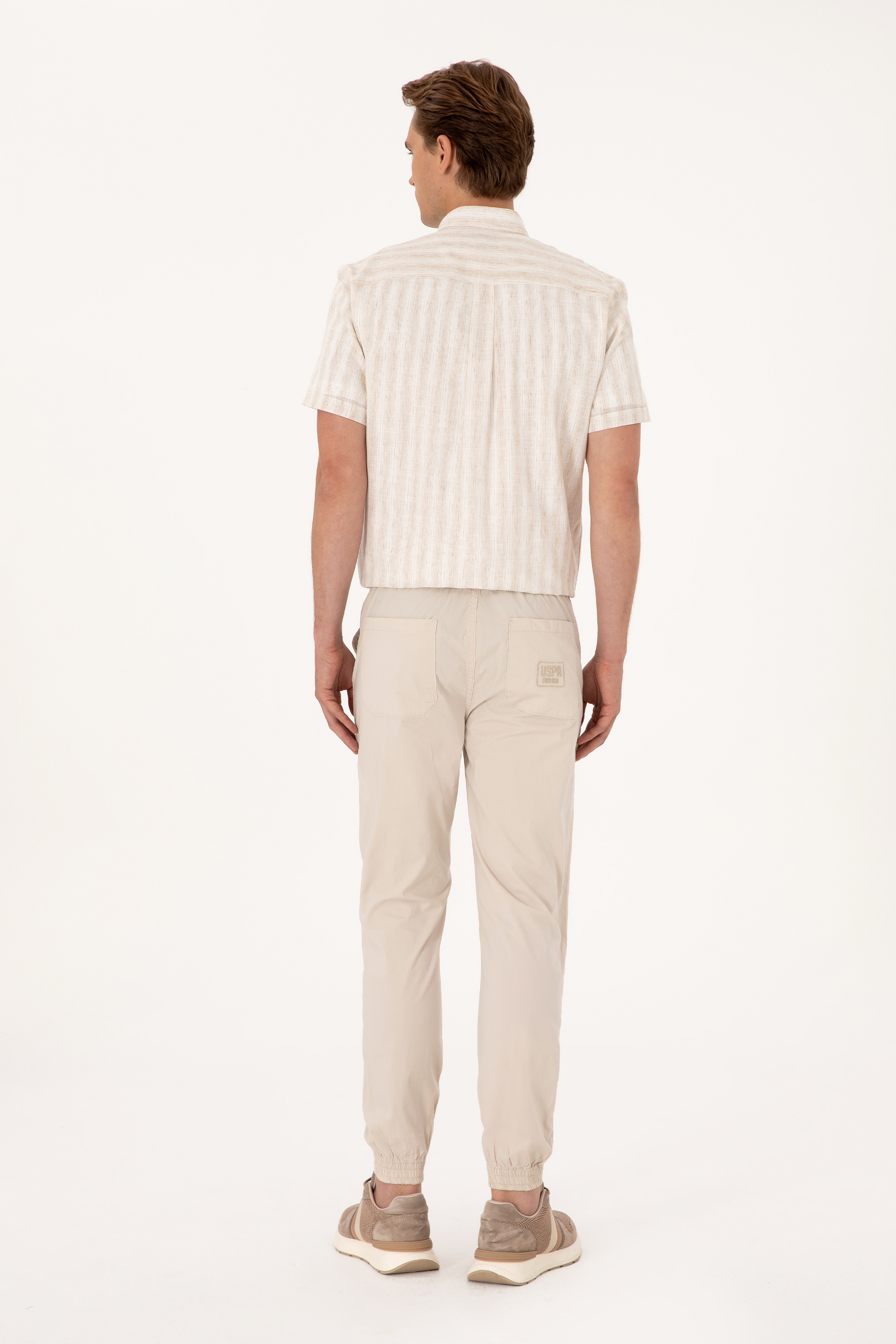 Erkek Jogger Fit Taş Kanvas Pantolon