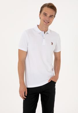 Erkek Slim Fit Polo Yaka Beyaz Basic Tişört - 50310669016