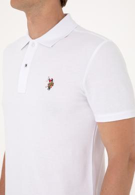 Erkek Slim Fit Polo Yaka Beyaz Basic Tişört - 50310669016