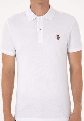 Erkek Slim Fit Polo Yaka Beyaz Basic Tişört - 50310669016