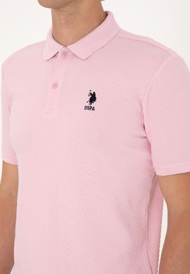 Erkek Regular Fit Açık Pembe Polo Yaka Dokulu Tişört - 50300127006