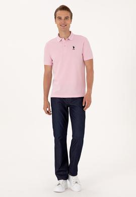 Erkek Regular Fit Açık Pembe Polo Yaka Dokulu Tişört - 50300127006